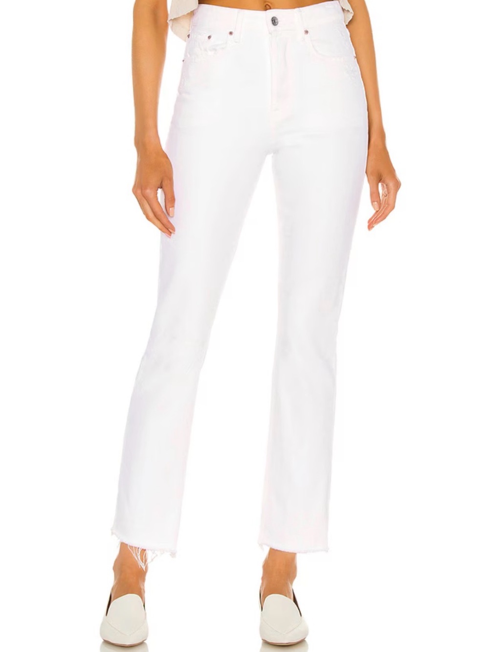 GRLFRND The Karolina High Rise Straight Crop Jeans Brentwood White Size 26